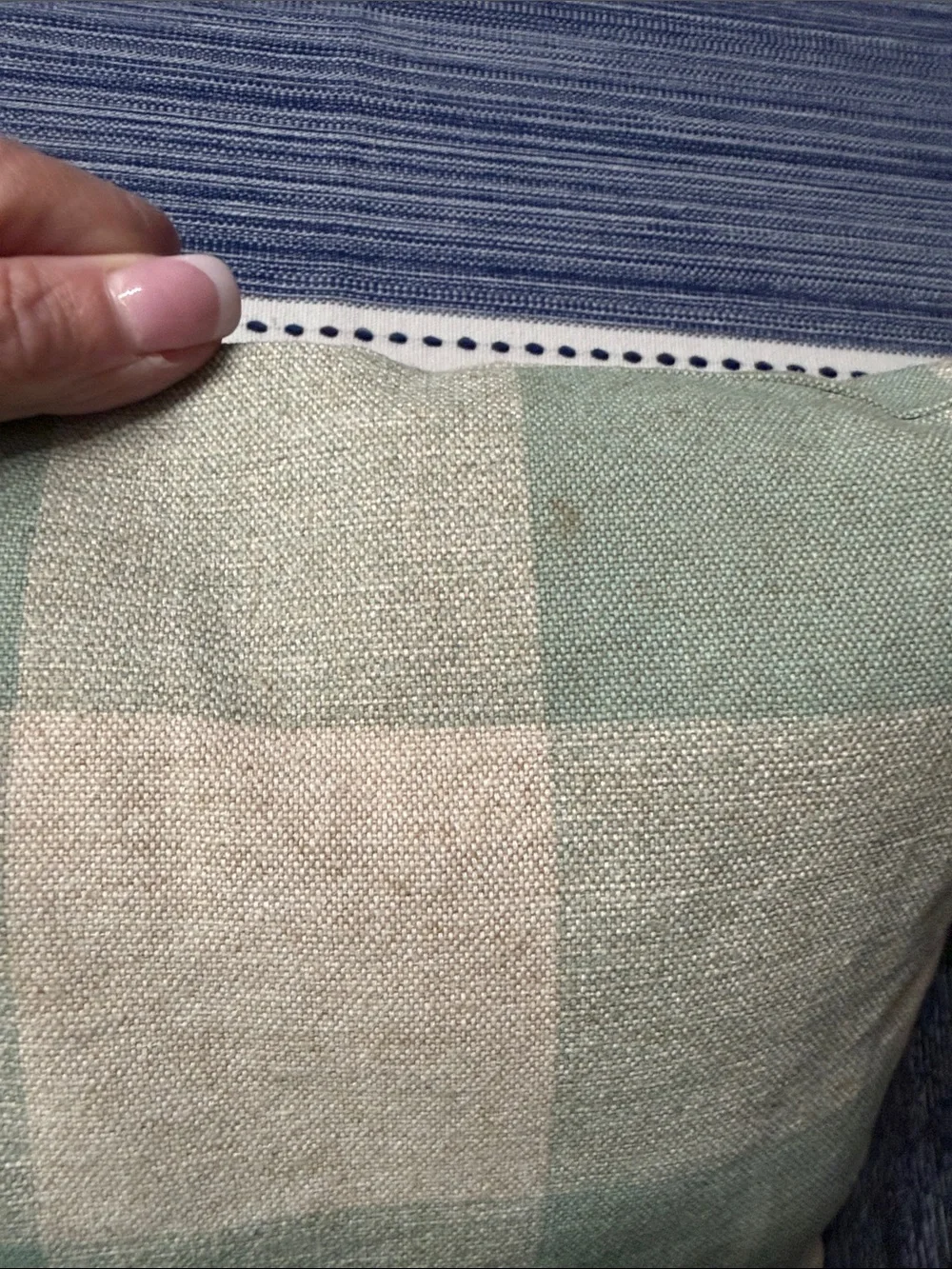Green and Beige Buffalo Check Lumbar Pillow